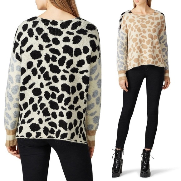 REVOLVE X CENTRAL PARK WEST‎ Colorblock Animal Print Knit Oversized Sweater M - Picture 2 of 10